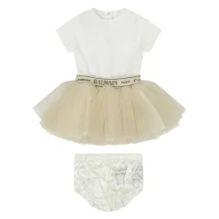 Abito con tulle Girocollo Maniche corte Logo
