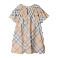 Beige Kjole med Flæseærmer