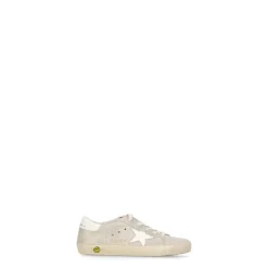Beige Læder Sneakers med Stjernedetalje