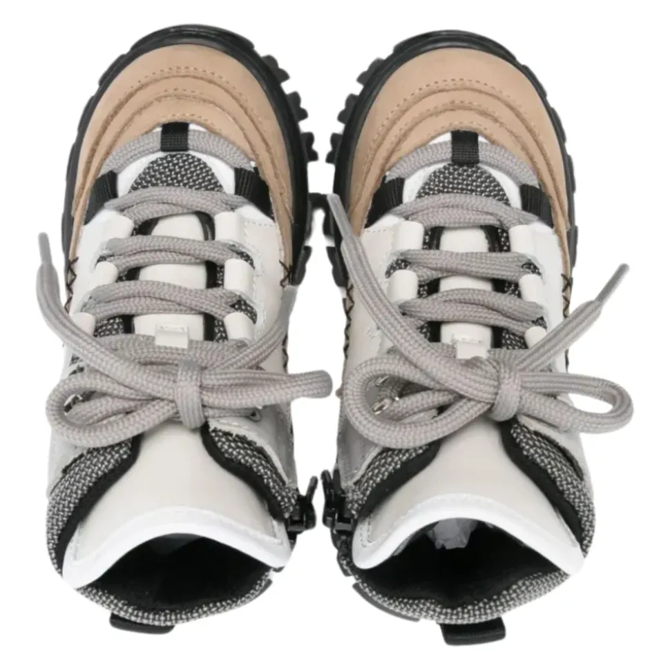 Beige/Grå Børns Læder Ankelstøvler