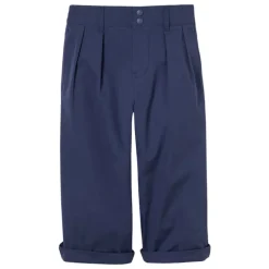 Blå Bomuld Poplin Bukser med Detalje